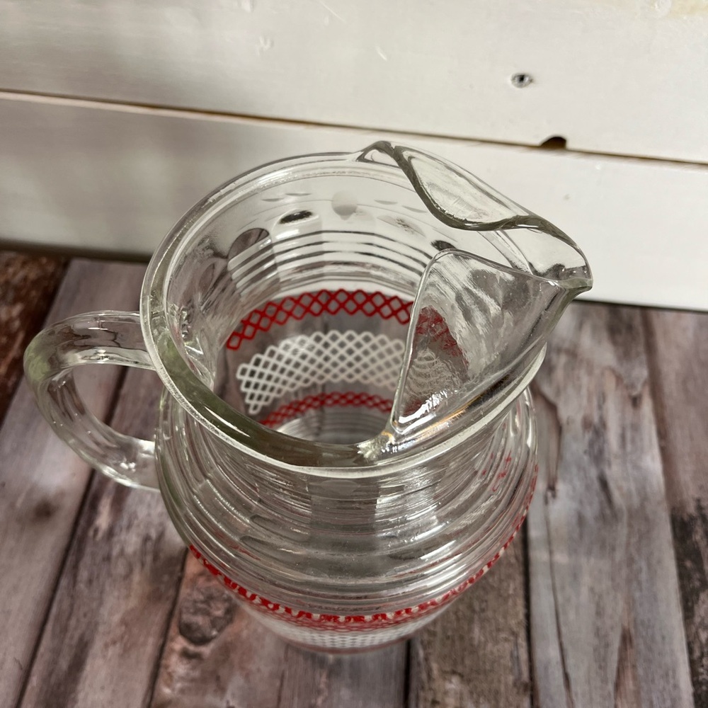 Glass Pitcher – Red Diamond Pattern - Picture 6 of 14